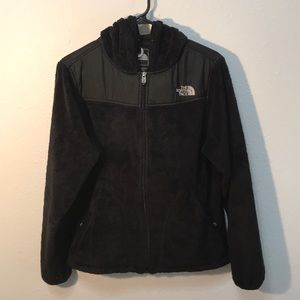 Women’s North Face furry fleece jacket with hood